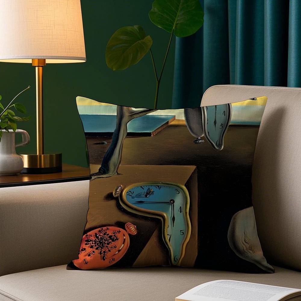 

S-Salvador Dali Pillow Case Short Plush Print Cushion Cover Square Throw Pillow Covers Sofa Home Decor 12x12Inch