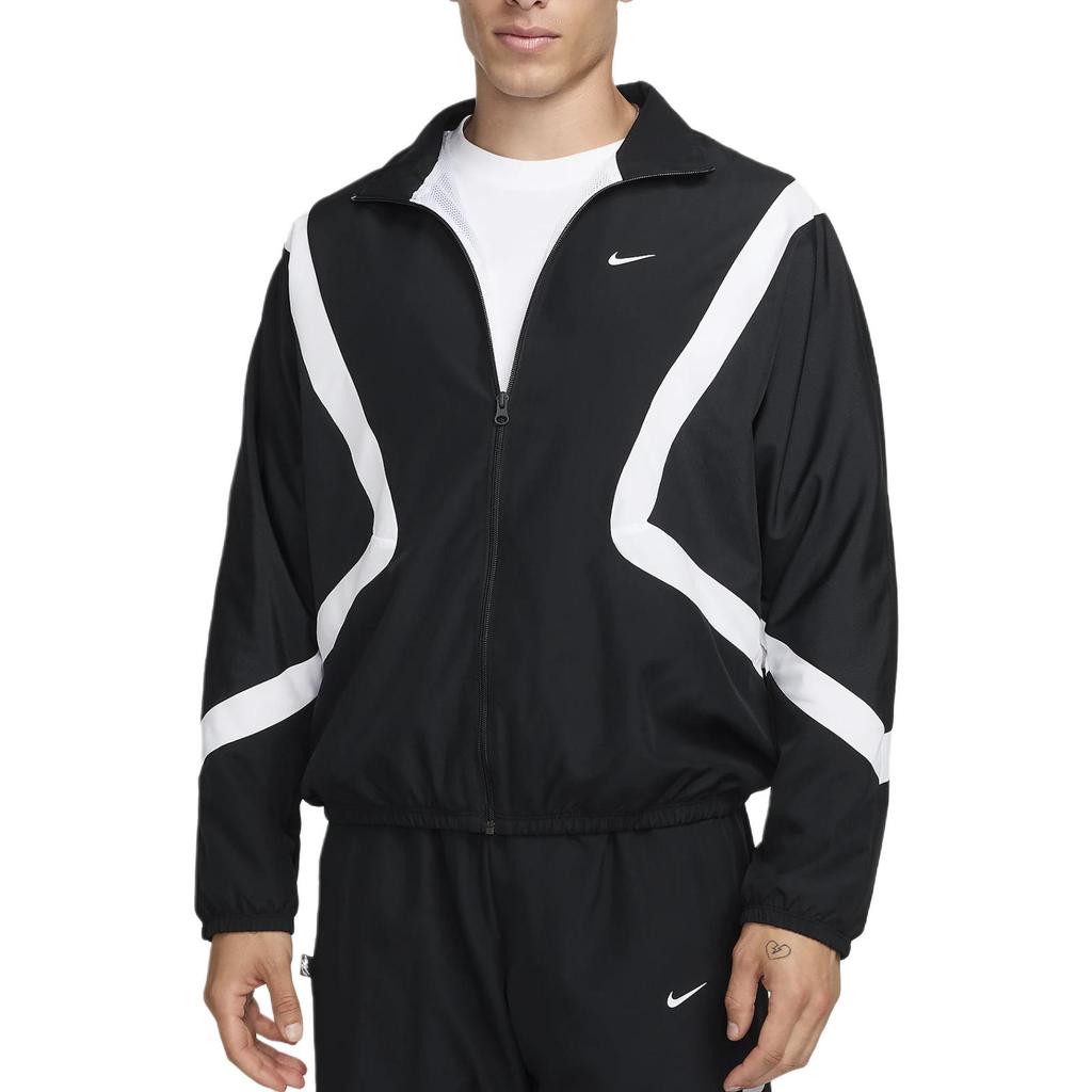Nike Icon Retro Sports Stand Collar Zipper Design Color Block Logo Print Long Sleeve Jacket Men jackets Black White FZ0248-010