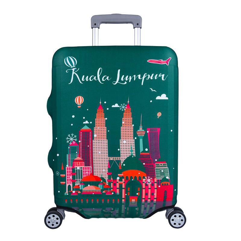 Elastic Zippered Travel Suitcase Protective Cover - Durable, Printed, and Wear-Resistant
