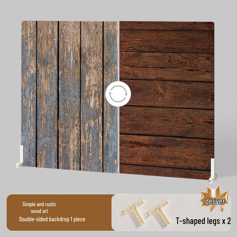 Retro Doppelseitige Wasserdichte PVC Fotografie Hintergrundplatte – Holzmaserung Stillleben Landschaft