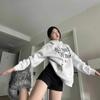 Retro Hooded Sweatshirt for Women In Autumn New Letter Printed Jacket Loose Casual Pullover Top