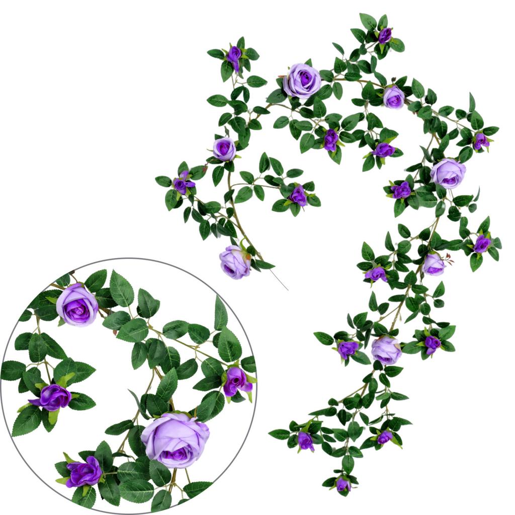 Guirnalda de Flores Artificiales de 1.8m, Guirnalda de Flores Falsas, Flor de Plástico, Cubre Tubos, Decoración de Balcón