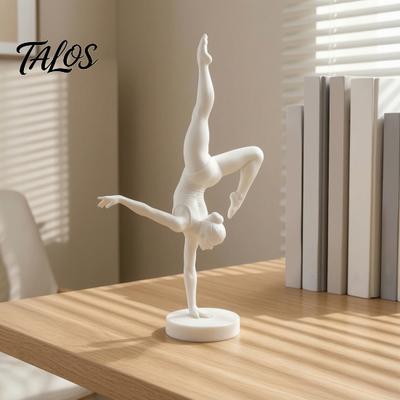 Statua Astratta di Ginnastica 3D Stampata Statuetta Ritmica, Scultura d'Arte Moderna Minimalista, Elegante Versatile Decorazione da Tavolo Bianca Verticale Balletto