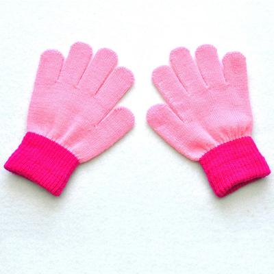 Children Kids  Winter Gloves Colorblock Full Finger Warm Knitted Gloves