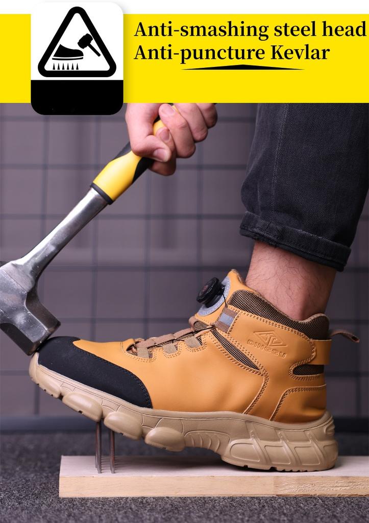 Drehknopf Sicherheitsstiefel Herren Damen Stahlkappe Sicherheit Arbeitsschuhe Durchstichsicher Schutz Arbeitssicherheitschuhe Größe 47 48