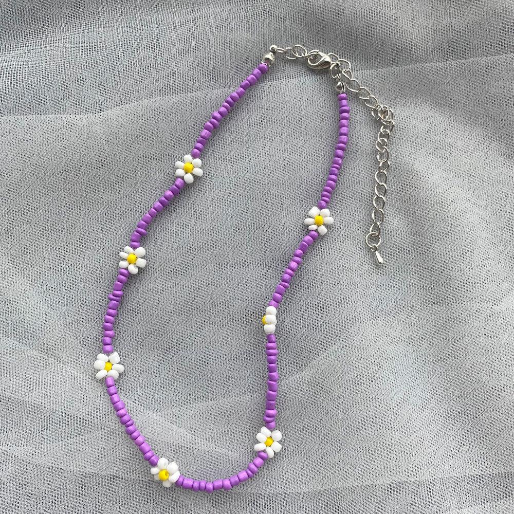 Bohemia Style Colorful Flower Beads Necklace for Women Girls Summer Vacation Decorations Necklace Beach Party Jewelry Gifts New