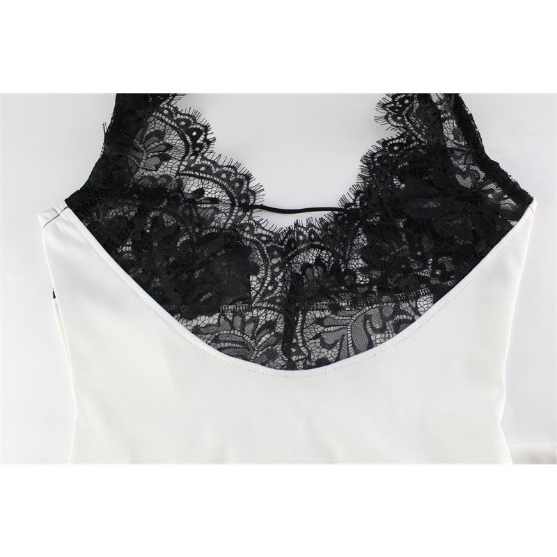 Dámská móda Sexy ohlávka bez rukávů s výstřihem do V Krajkové patchworkové šaty Temperament