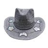 Beach Cowboy Suncatcher Cowgirl Straw Prism Hat Vintage Summer Jazz Cap Woven Sun Hat for Music Festival Party