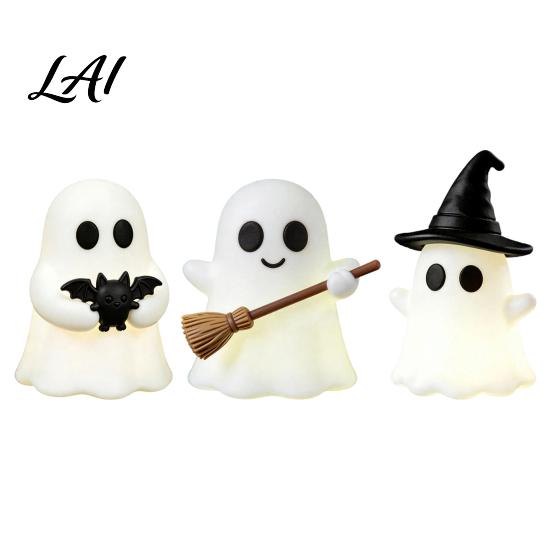 Mini Ghost Figurines for Crafts Halloween Luminous Figurines Glow in The Dark Cute PVC Statues Miniature Statue Micro Landscape Tiered Tray