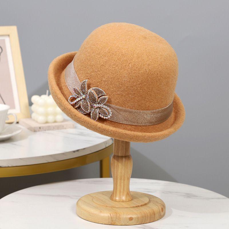 Hut Damen Herbst- und Wintermode Beckenhut Gestrickter Wollzylinder Mittelalterliche und ältere warme Bucket Hat