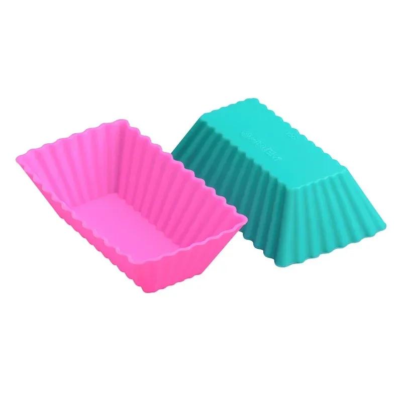 Silicone Rectangular Reusable Cupcake Maker Muffin Cup Baking Mould Jelly Cake Molds Kitchen Pastry Tool 12Pcs
