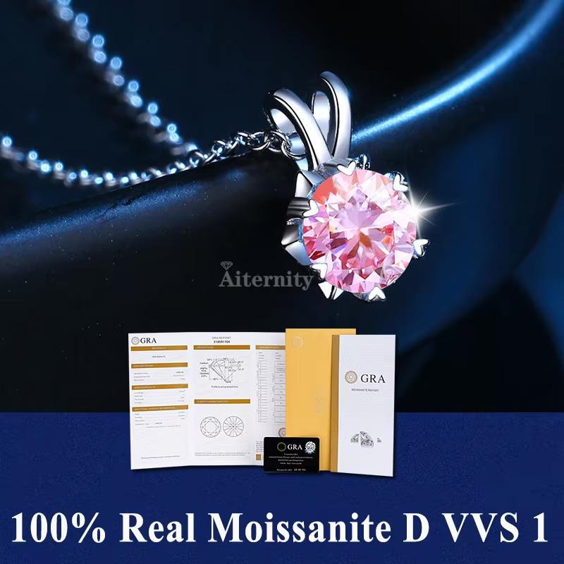S925 Sterling Silver High Jewellery 100% Moissanite Pendant Necklace D Colour with GRA Certificate for Ladies' Wedding, Party