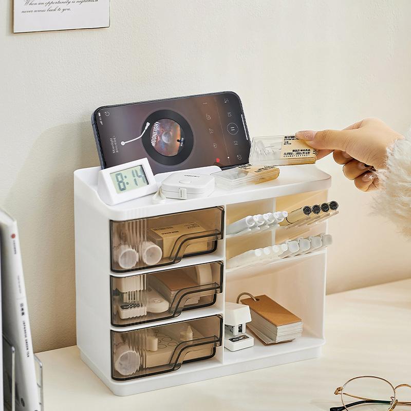 1pc Desktop Stationery Storage Box, Multi-layer Large Space Design, Easy To Organize All Kinds of Stationery