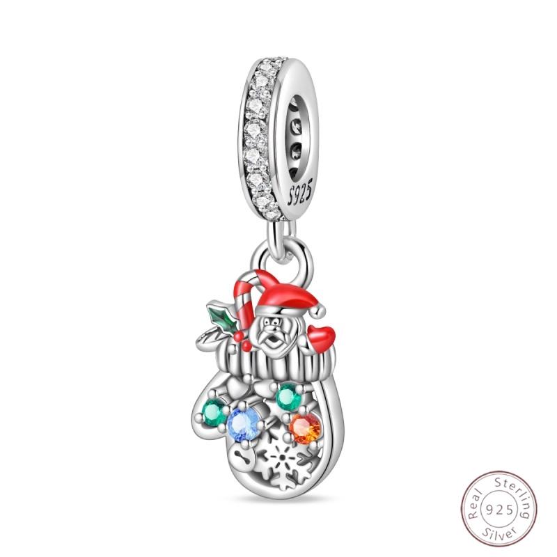 Christmas Charm Bead Pendant Copper Christmas Elk Santa Snowman Claus Charm Fit Original Bracelet Women Diy Jewelry