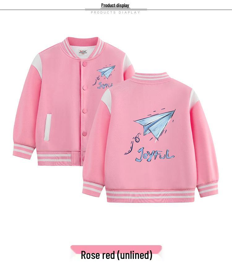 Kids' Autumn/Winter Baseball Jacket - Boys' & Girls' Medium/Large Plus Velvet Spring/Fall/Winter Outerwear