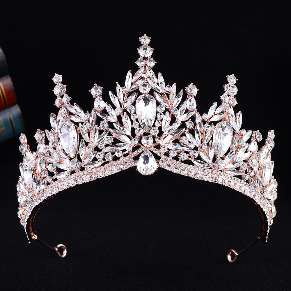 DIEZI Corona Tiara Barocca Vintage con Cristalli AB per Donne Ragazze Matrimonio Festa Elegante Lusso Corona di Strass Acconciatura Gioielli