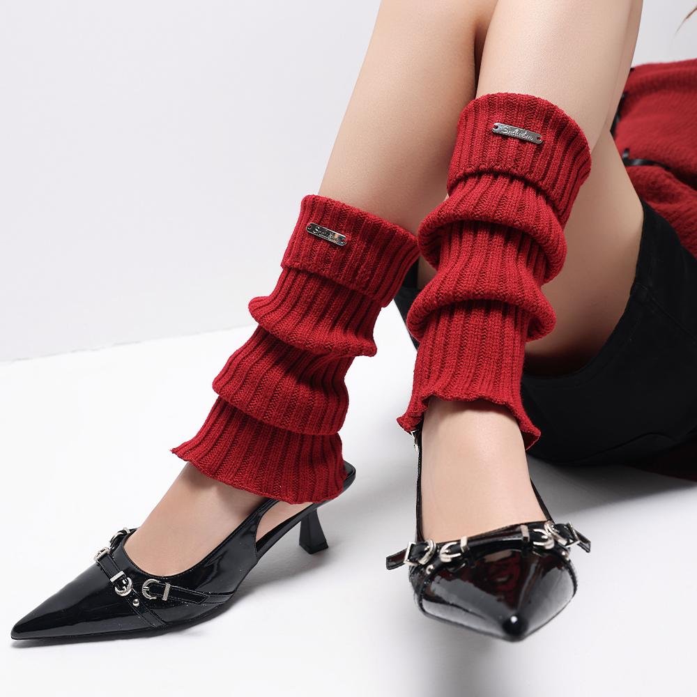 1/2 Paar Trendige Strick-Beinstulpen für Damen Y2K Punk Einfarbig Sockenstulpen Herbst Jk Lolita Beinstulpen Koreanischer Stil