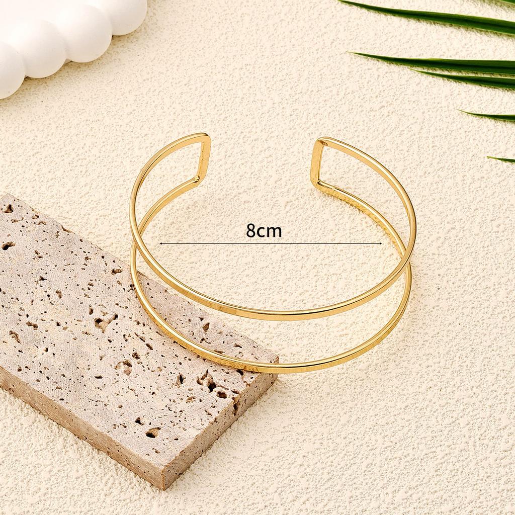Vintage Minimalist Upper Opening Arm Bracelet for Women Fashion Geometric Gold Color Circular Bangles Boho Jewelry Party Gifts