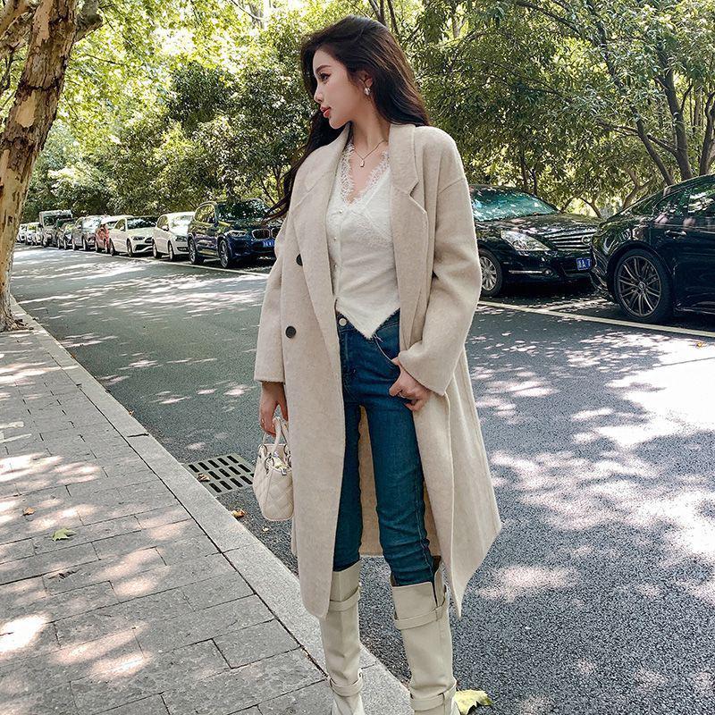 Abrigo de Lana Gris de Alta Gama para Mujer Coreano - Estilo Hepburn Otoño/Invierno 2025 Longitud Media