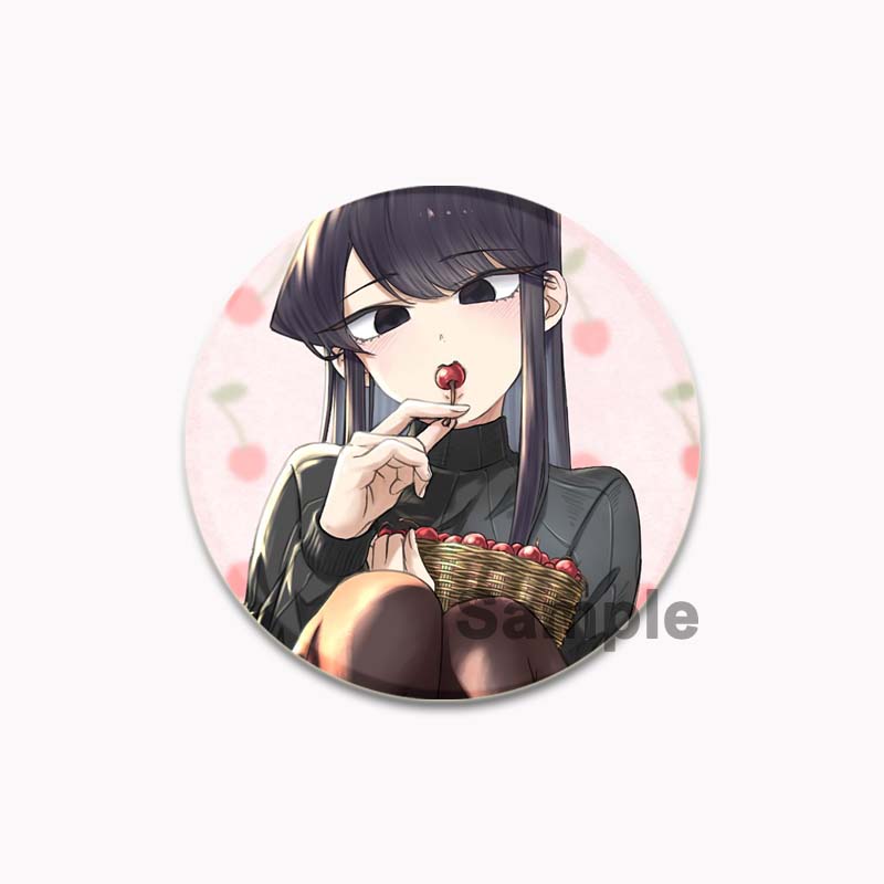 32/44/58mm Komi Cant Communicate Round Pin Cute Girl Cartoon Snap-in Brooches for Backpack Cothes Accessories Anime Collection Badge