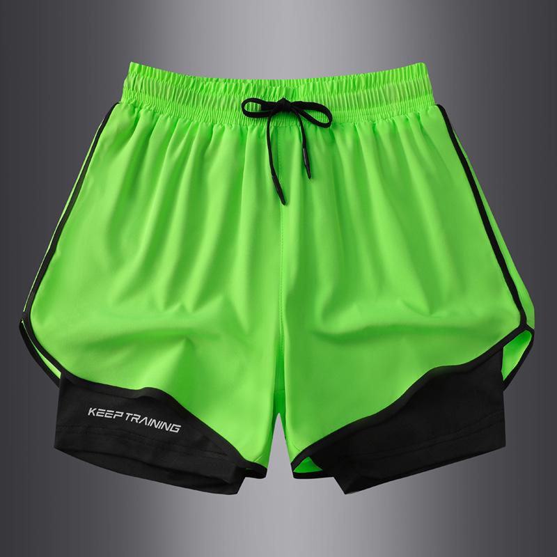 Men's Summer Sports Shorts with Back Pockets, Trendy Cross-Border Design, Fake Two-Piece Look.