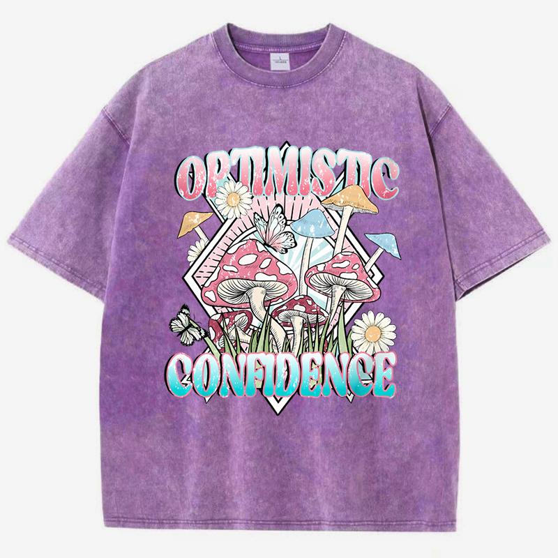 Confidence Optimism Grow Butterflies Print Women Washed T Shirts Hip Hop O-Neck T-Shirt Cotton Clothes Oversized Top