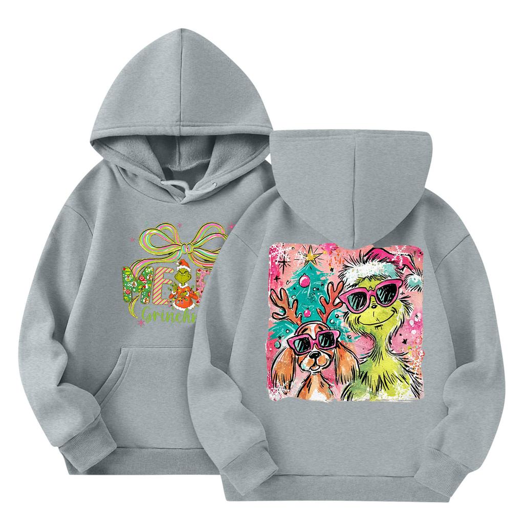 Barne Mote Lett Langermet Genser Med Lommer Trykk Hettegenser