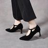 Pointed high heels women's stiletto hollow fashion shoes simple temperament small single shoes black dress shoes