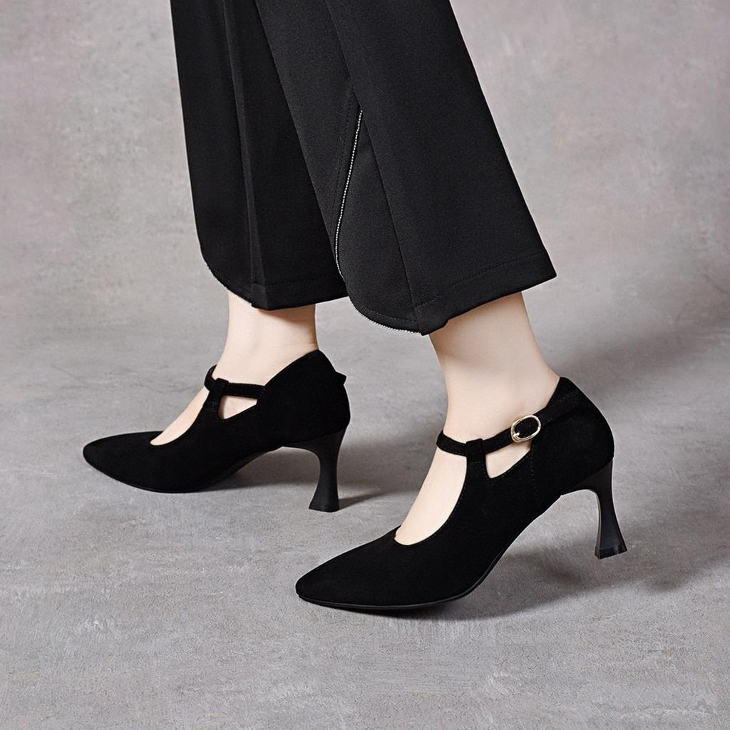 Pointed high heels women's stiletto hollow fashion shoes simple temperament small single shoes black dress shoes