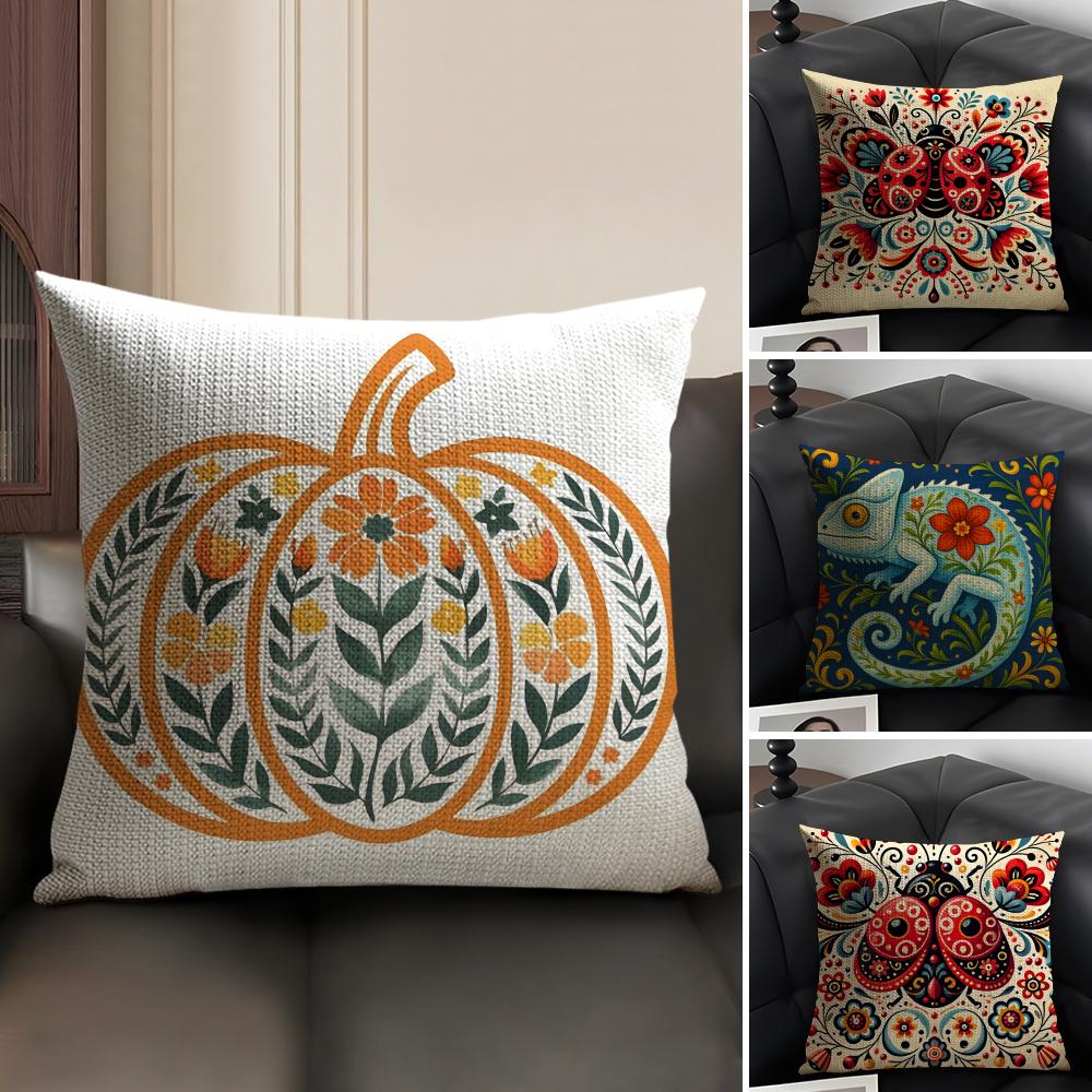 Fashing Natural Floral Colors Pillow Case Natural Linen Double-Sided Printing Sofa Home Decor Cushion Cover