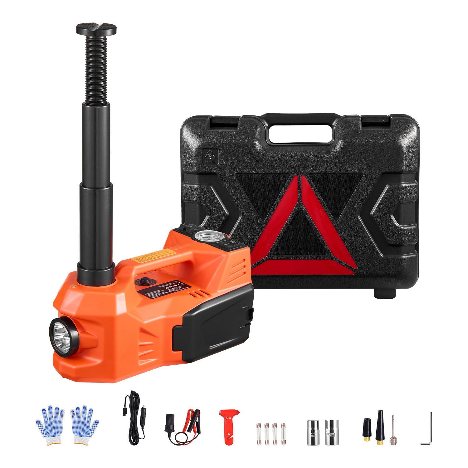 

SucceBuy Электрический автомобильный домкрат, 5T Электрический ножничный домкрат со встроенным насосом 12V Шиномонтажный станок со светодиодной подсветкой для седана, внедорожника, грузовика