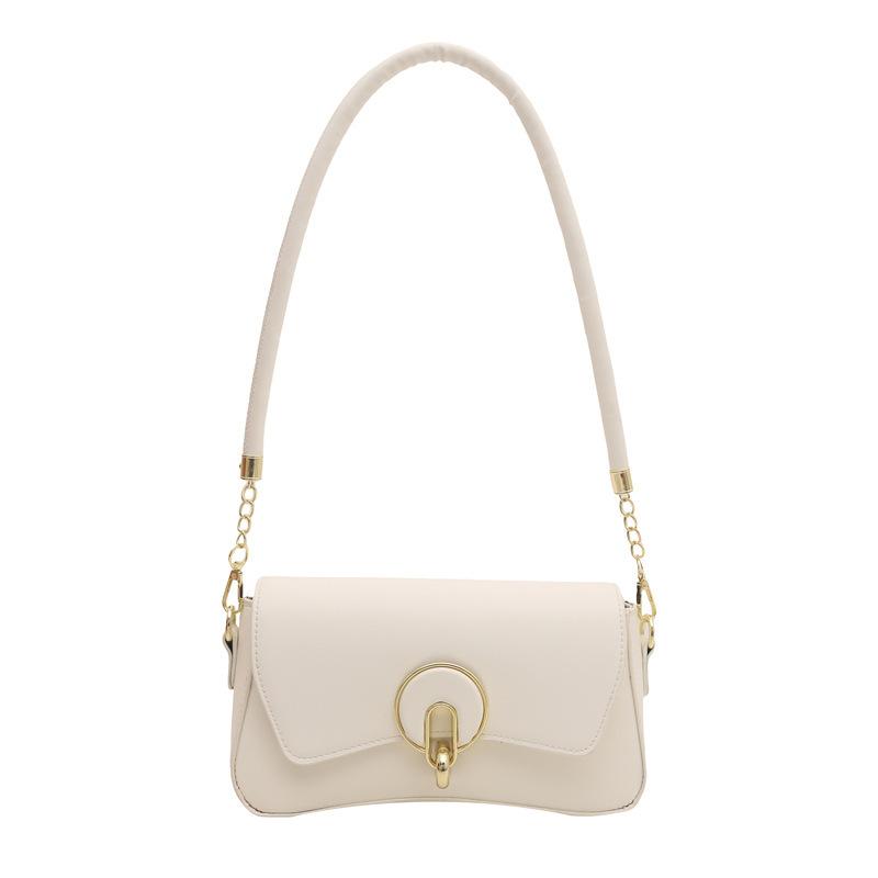 2025 Solid Color Lock Design, Foreign Texture, Fashionable Summer New Trendy Single Shoulder Crossbody Portable Small Square Women's Bag