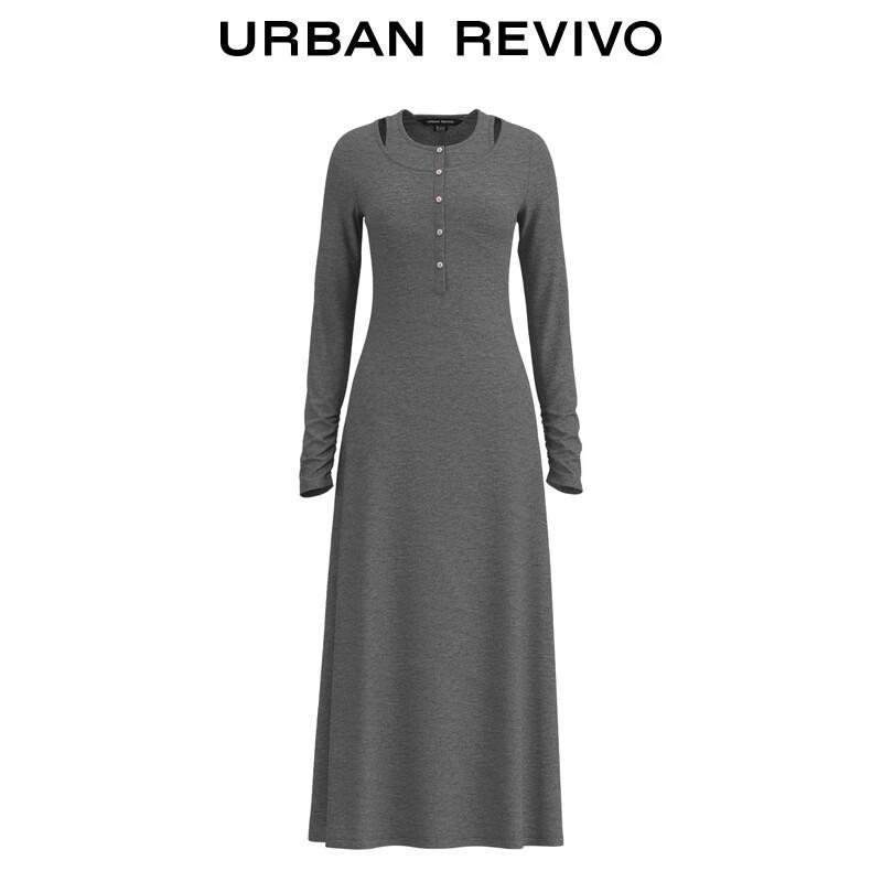 UR Women's Elegant Faux Two-Piece Round Neck Slim Dress
