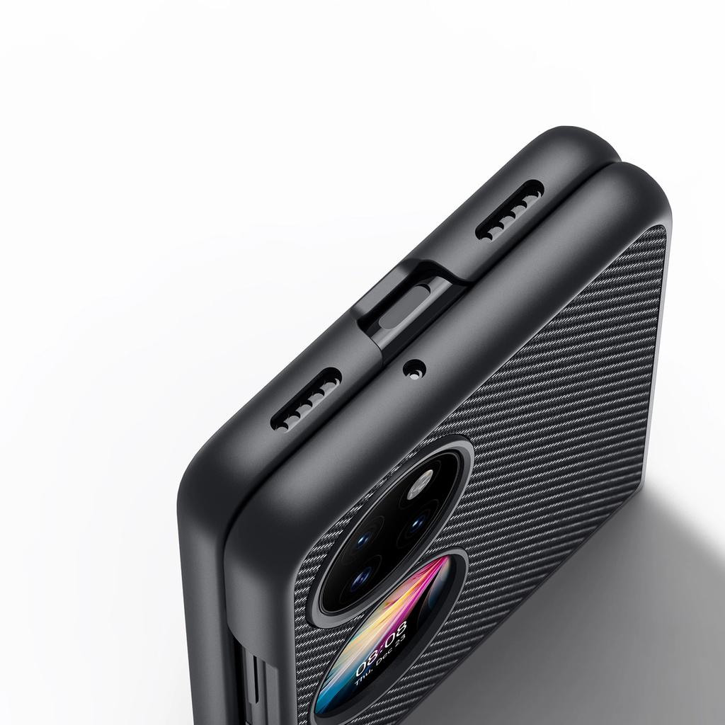 Dux Ducis Fino Etui Pokrowiec Pokryty Nylonowym Materiałem Huawei P50 Pocket Czarny