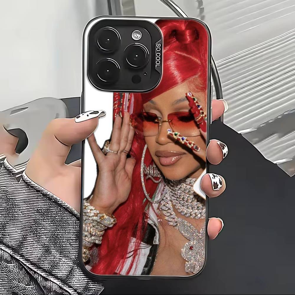 Hip Hop C-Cardi B Handyhülle Für iPhone 17,16,15,14,13,12,11 Plus,Pro Max,XS,Bunte Silberne Schwarze Hülle