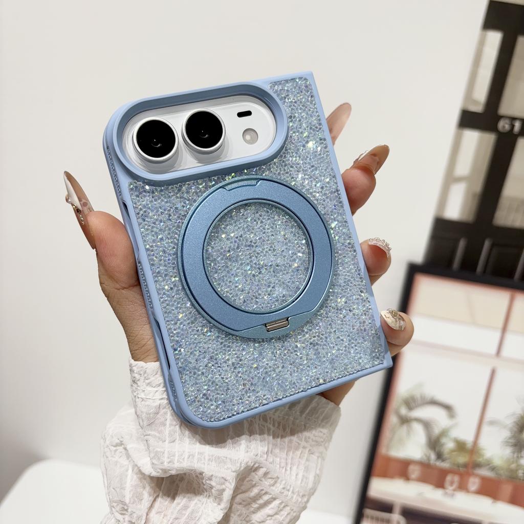 Case For Apple iPhone Duo For Foldable iPhone Duo For Magsafe With 360° Rotation Magnetic Ring Stand Luxury Bling Glitter Cover