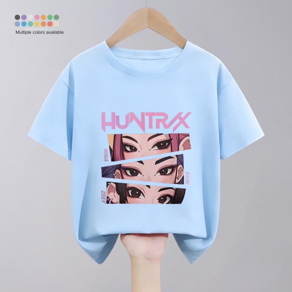Hunter Girl Group Print Cartoon T-shirt For Girl's Clothing Summer New Fashion Children Short Sleeve Tops Crewneck T Shirts