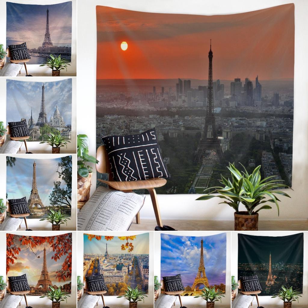 Nordic Paris Eiffel Tower Landscape Polyester Tapestry For Renting House Renovation Student Dormitory Wall Background Hanging Cloth