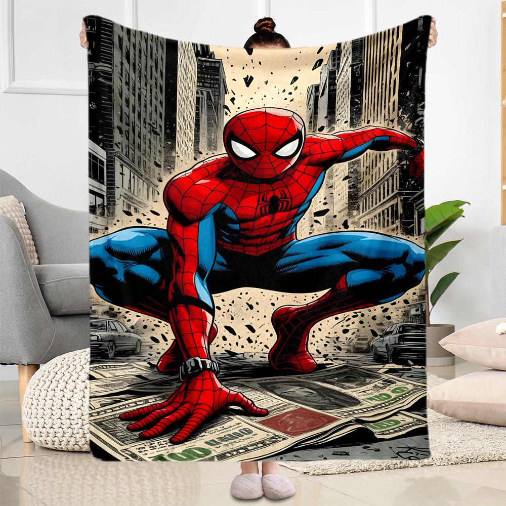 1pc Spider-Man City Blanket Soft and Warm for Sofa Office Camping Travel Livingroom Great Gift for Friends and Family Comfortable