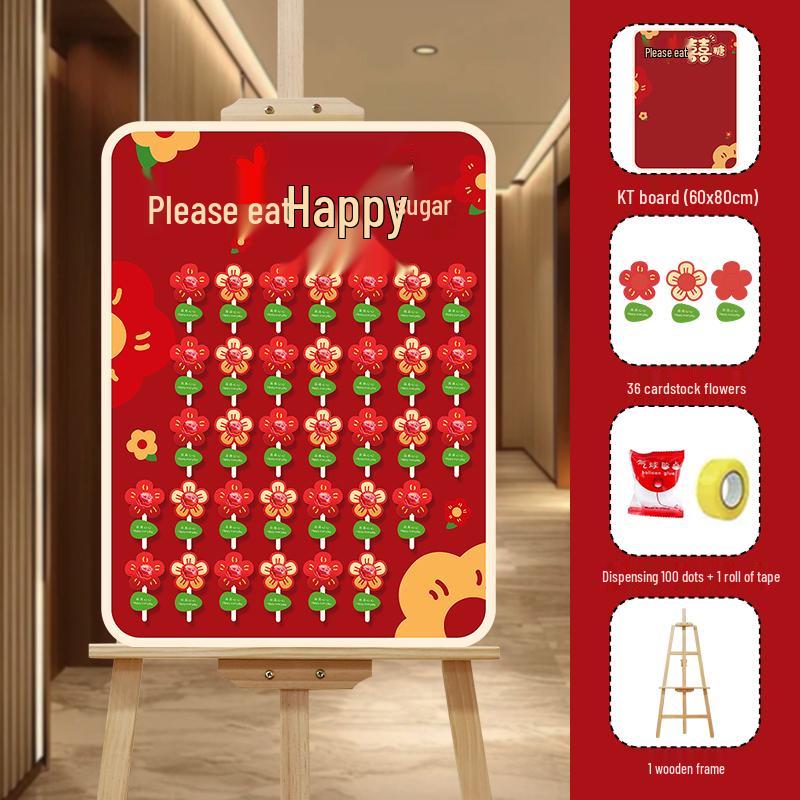 Creative Wedding Engagement Candy Lollipop Welcome Sign and KT Board Backdrop Decoration