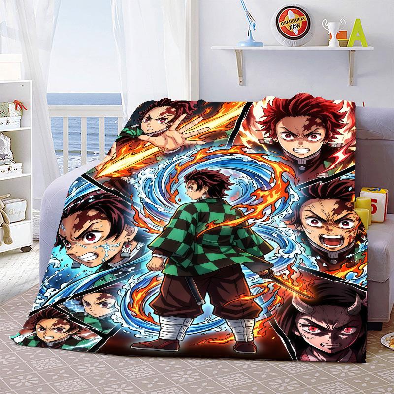 Demon Slayer Soft Warm Flannel Blanket Plush Lightweight Throw for Sofa Bed Couch Cozy Winter Travel Home Decor -QJY