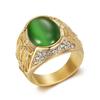 Vintage Classic Gold Color Stainless Steel Rings for Men Women Fashion Green/Black Stone Ring Biker Solid Finger Jewelry Gift