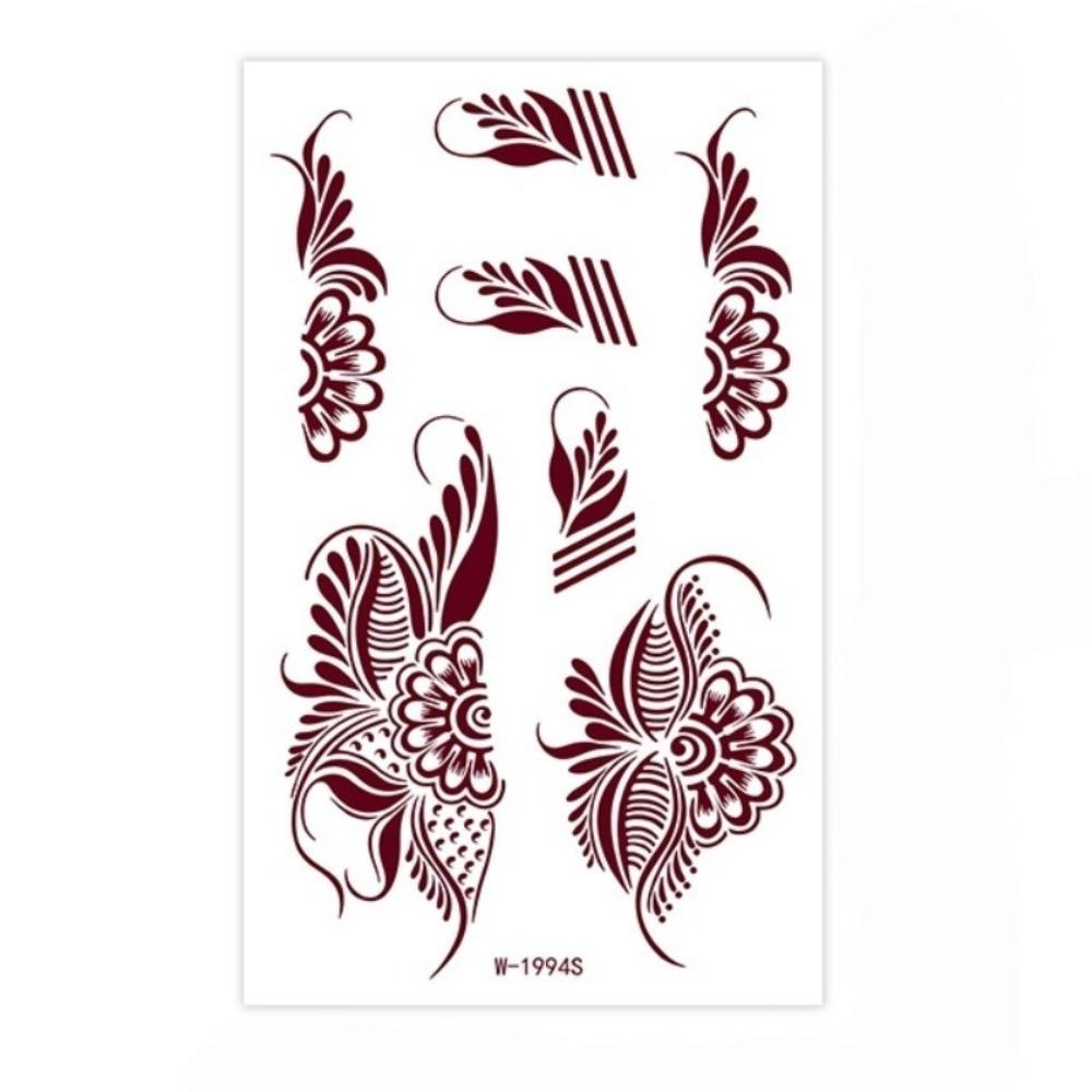 Legs Arm Temporary Tattoo Red Mehndi Stickers Red Henna Tattoo Decals India Mehndi
