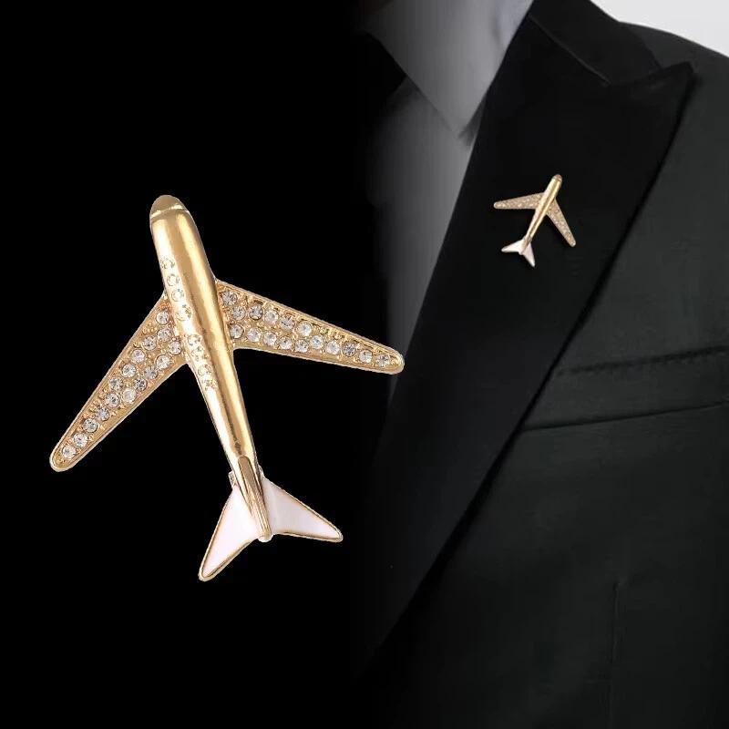 1 2Pcs Fashion Aircraft Brooch Pins for Men Cool Airplane Suit Corsage Gift for Enthusiast Daily Wear