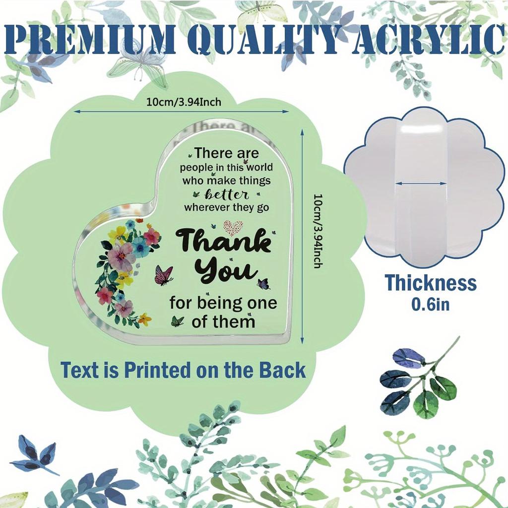 Acrylic Heart Thank You Appreciation Gift - Heart-Shaped Decorative Ornament for Home, Anniversary, Birthday, Christmas, New Year, Thanksgiving 