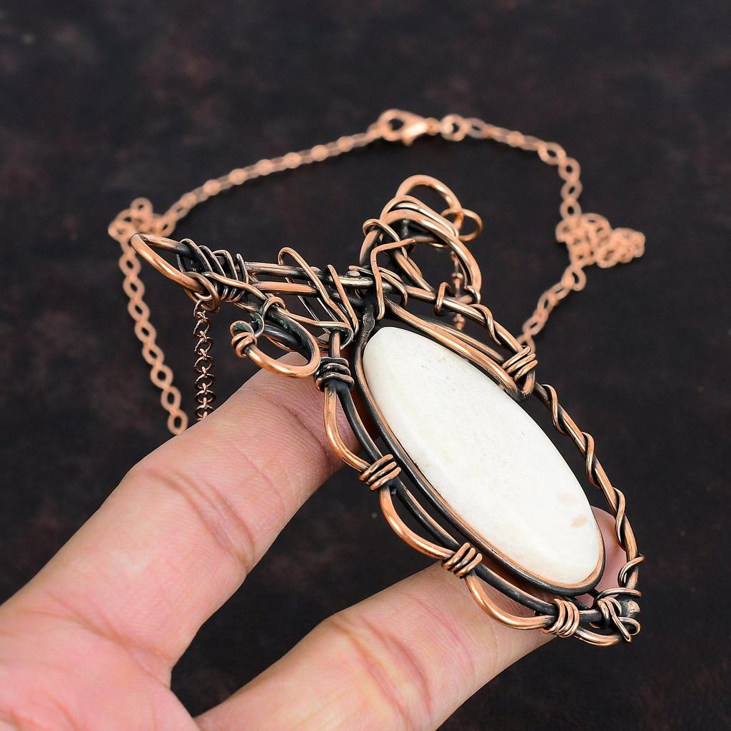 Scolecite Necklace Copper Wire Wrapped Necklace Adjustable Chain Necklace Decent Copper Jewelry Handmade Necklace Wire Wrap Gemstone Jewelry