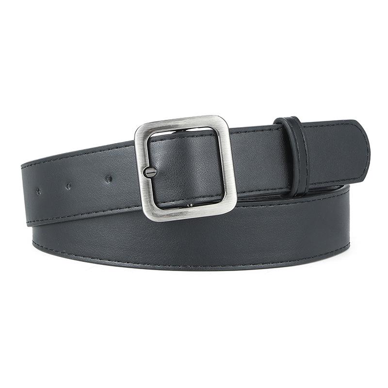 Square Pin Buckle Retro Belt 3.3 Wide Belt Cic Jeans Belt Student Pu Belt