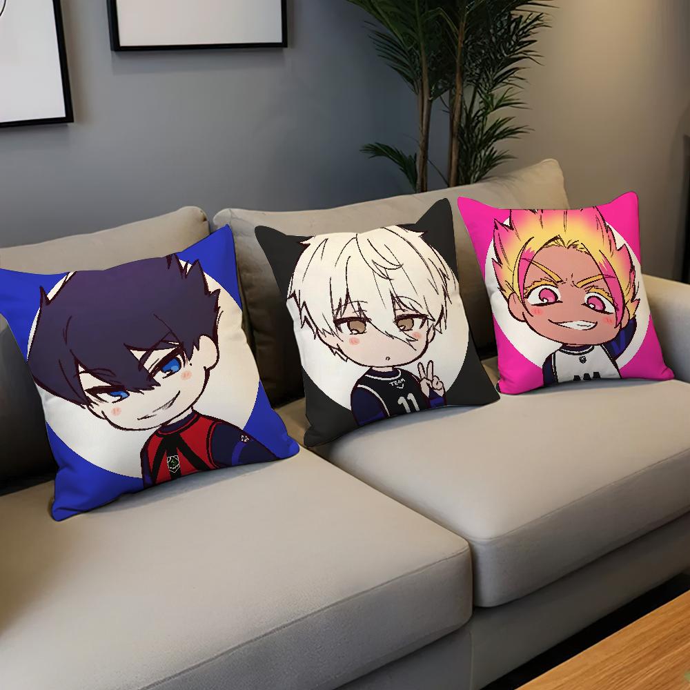 Cushion Art Anime Cover BLUE Comfortable Soft Pillow Case for Sofa l-LOCK Living Room Cool Home Office Decor Protective Covers