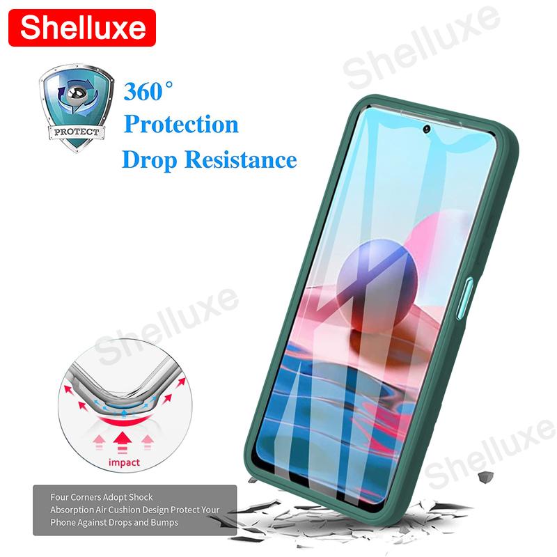 360 Viso korpuso priekinis+galinis skaidrus dėklas Shelluxe skirtas Xiaomi Redmi Note 10S 10T 10 Pro Max Note10 Note10S silikoninis dvipusis dangtelis