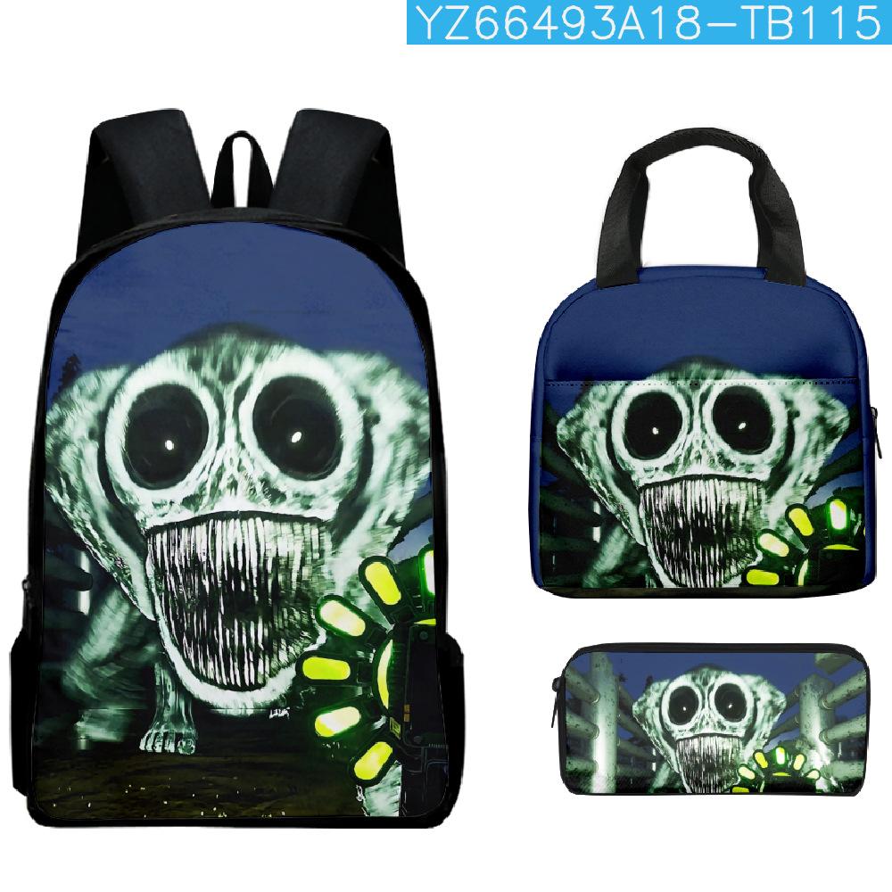 Cartoon Popular Funny Novelty Zoonomaly 3D Print 3pcs/Set Student School Bags Laptop Daypack Backpack Lunch bag Pencil Case